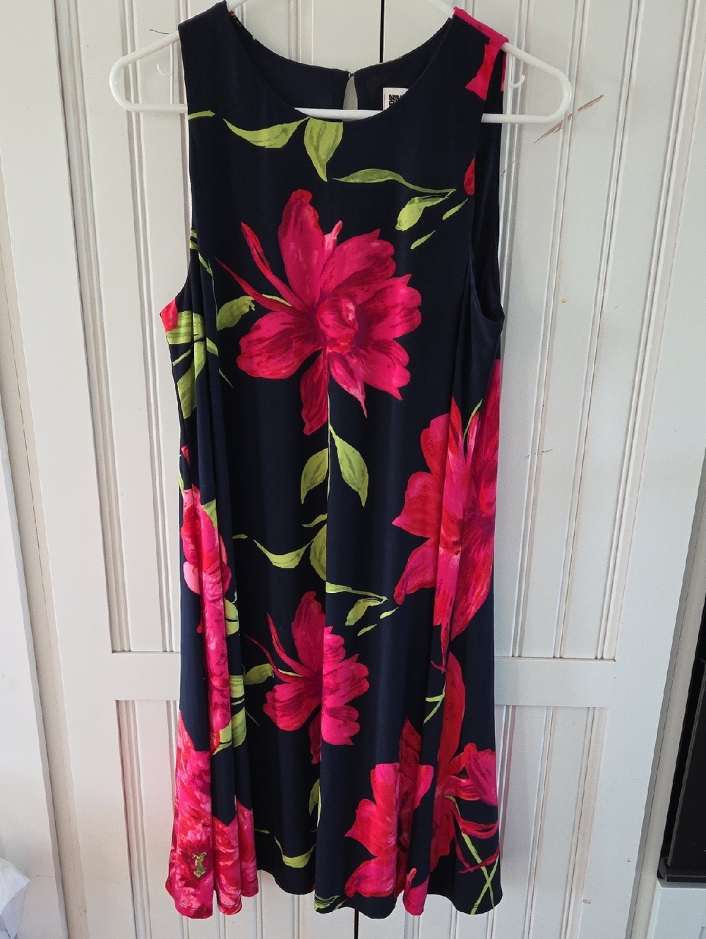 Anne Klein Sleeveless Swing Dress Navy Pink